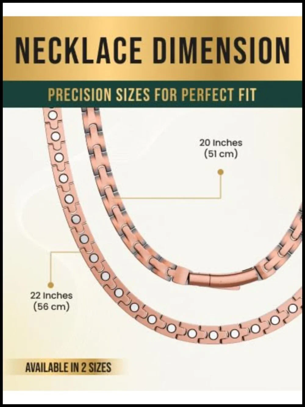Ultra Strength Copper Magnetic Necklace with 62 Neodymium Magnets 22 Inch